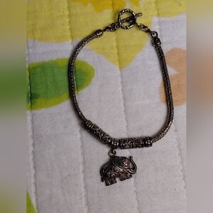 Intricate Silver Elephant Charm Bracelet